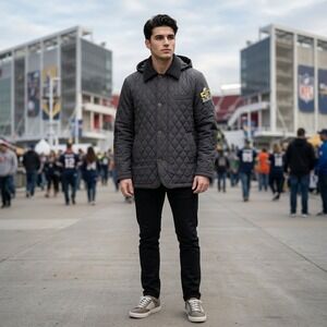 NFL Super Bowl 50 BDA Quilted 3 In 1 Field Jacket Broncos Panthers Hooded XL